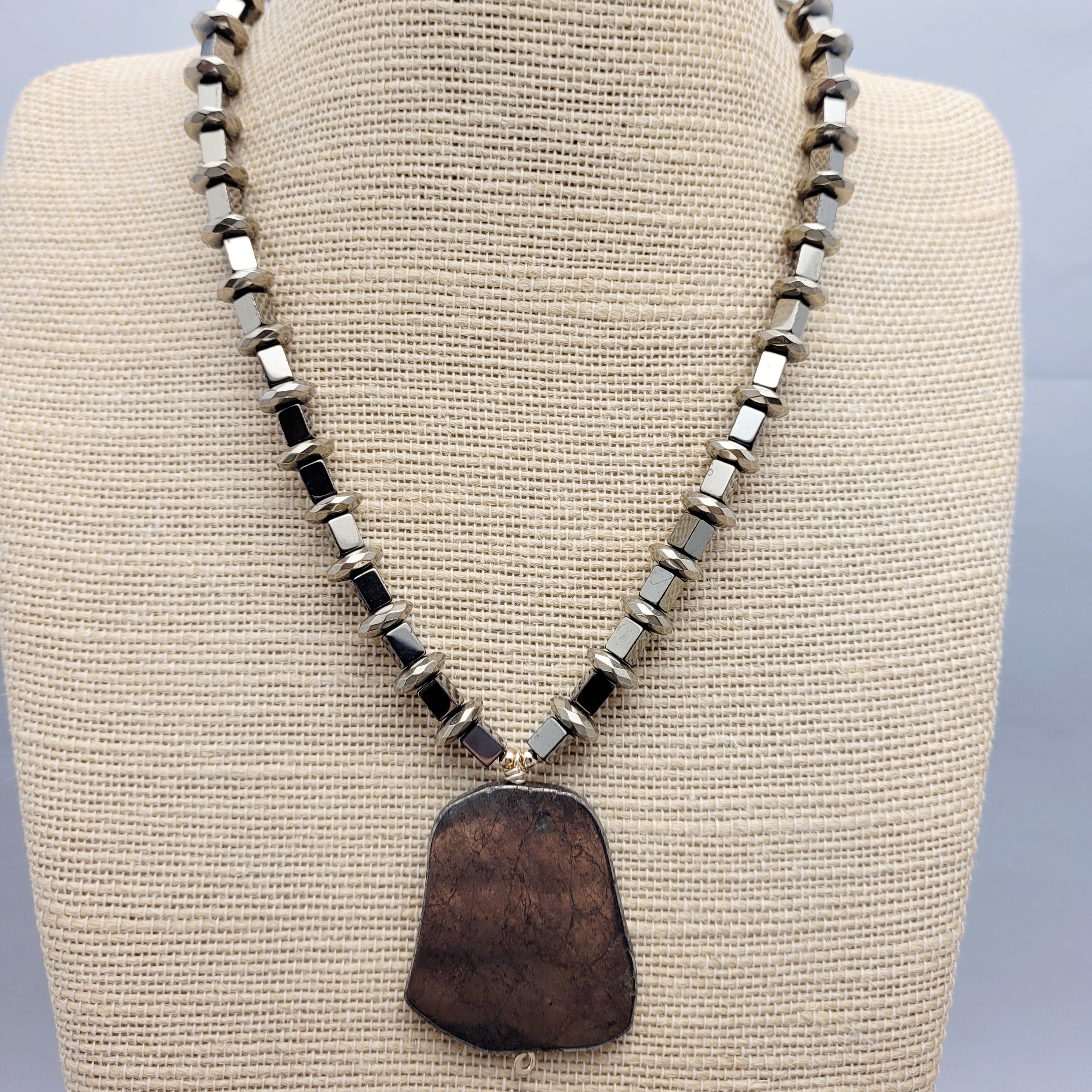 Hematite with Pyrite Pendant Necklace