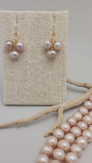 Multi Strand Freshwater Pearl Necklace and Earrings Set