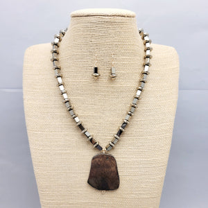 Hematite with Pyrite Pendant Necklace