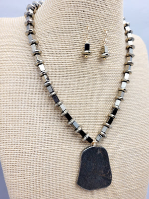 Hematite with Pyrite Pendant Necklace