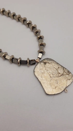 Hematite with Pyrite Pendant Necklace