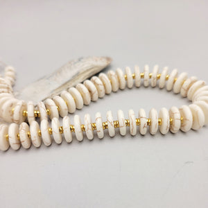 White and Turquoise Magnesite Disc Necklaces