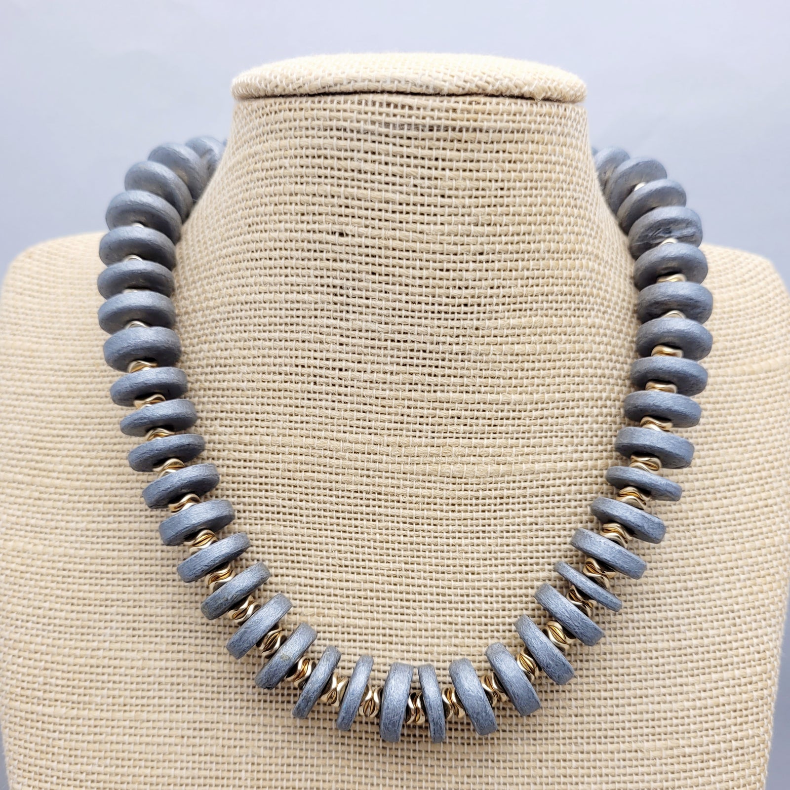 Wooden Disc Necklaces - Gold and Gray