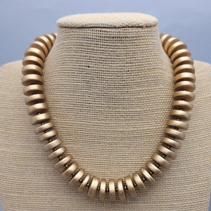 Wooden Disc Necklaces - Gold and Gray