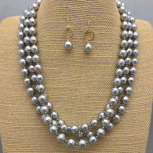 Three Strand Silver Shell Pearl