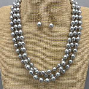 Three Strand Silver Shell Pearl