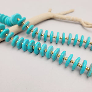 White and Turquoise Magnesite Disc Necklaces