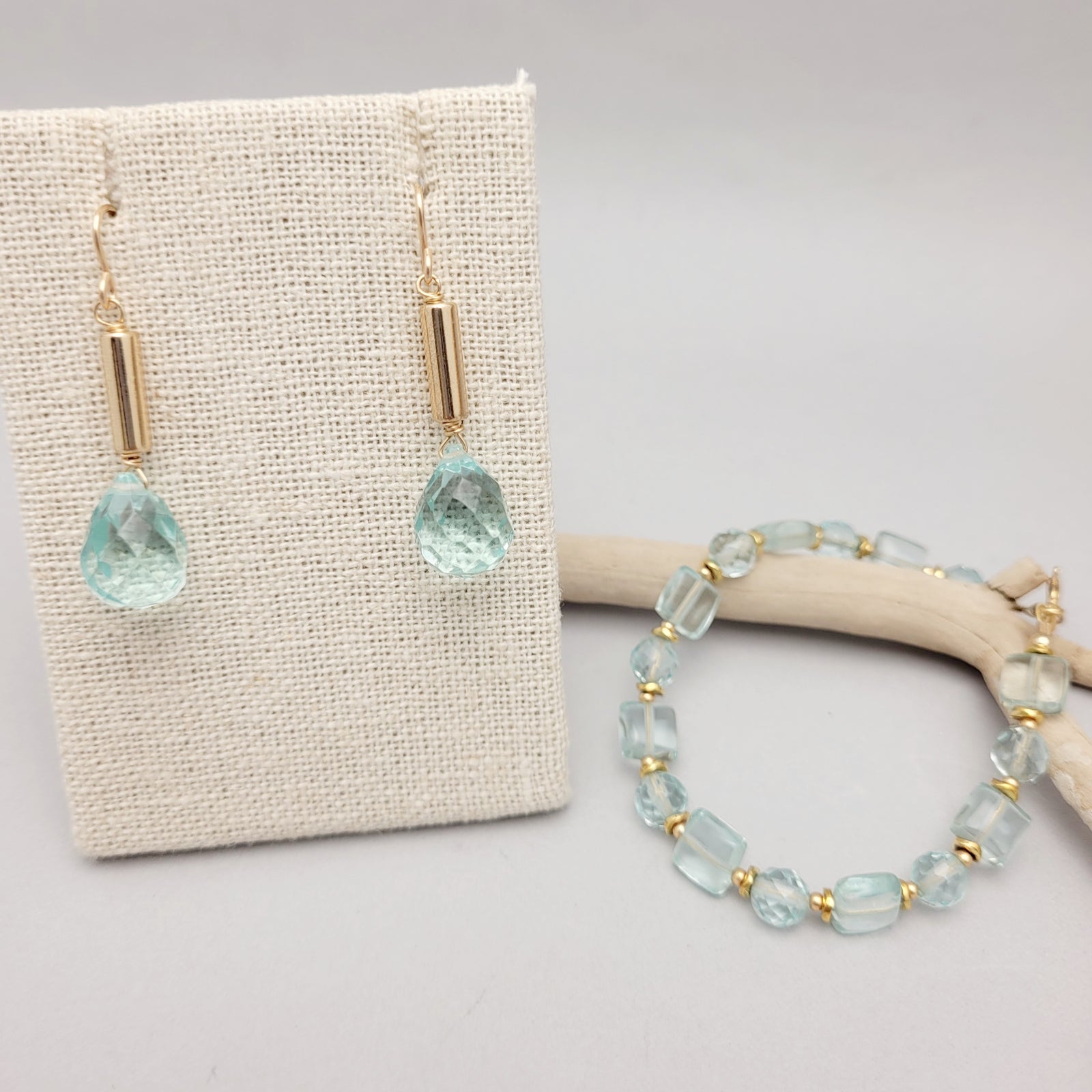 Blue Quartz and Hematite Set