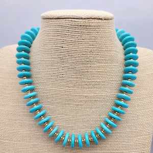 White and Turquoise Magnesite Disc Necklaces